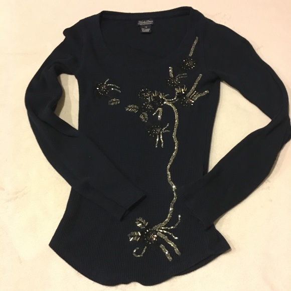 Tops - Lucky Brand Sequined Thermal Top EUC